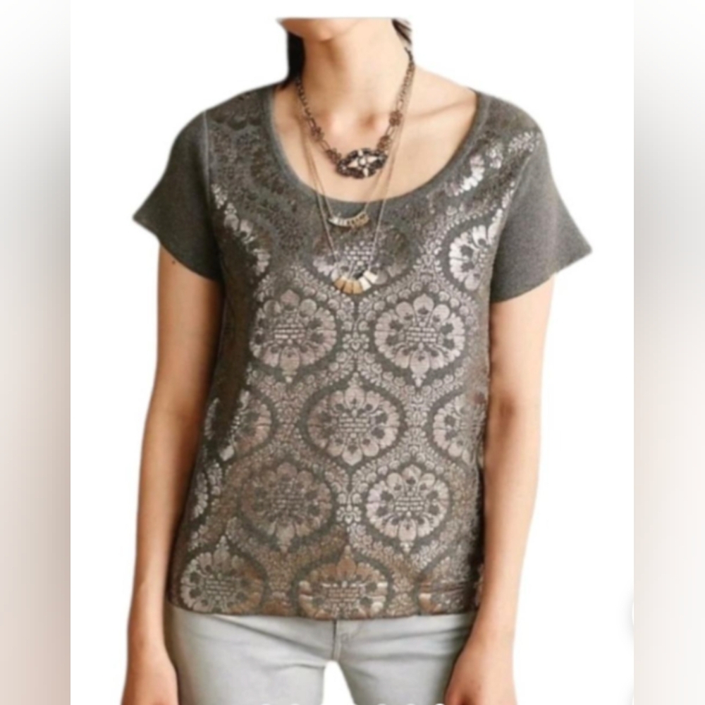 Anthropologie Moth Gray Drawing Room Pullover Top